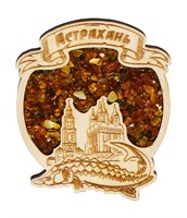 Магнитик с янтарем рыбой и символикой города Астрахань 30517