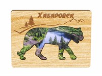 Деревянный магнитик Хабаровск с Тигром 30522