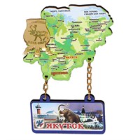 Сувенирный магнит качели карта мамонт с видами Якутска артикул 30617