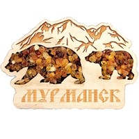 Магнит с янтарем Медведи Мурманск 29222