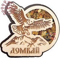 Магнит с янтарем Орел в круге Домбай 25825