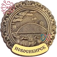 Магнит из гипса Рамка круглая Мост Новосибирск 32025