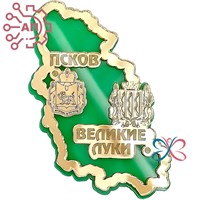 Магнит зеркальный на пластике Карта с гербом Великие Луки 29793