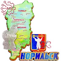 Магнит Карта с гербом с фурнитурой Норильск 2280