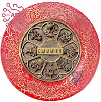 Тарелка сувенирная с 3D вставкой из гипса Символы буддизма Калмыкия, Элиста 32660