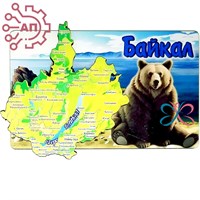 Магнит II Прямоугольник медведь карта Байкал, Иркутск 32664