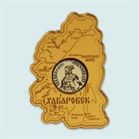Магнит зеркальный комбинированный Карта с кругом Хабаровск 2932