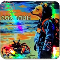 Магнит I голограмма серии "Сталкер" Медведь с крабом 2 Сахалин 33906 33906