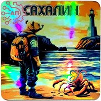 Магнит I голограмма серии "Сталкер" Медведь с крабом 3 Сахалин 33907 33907