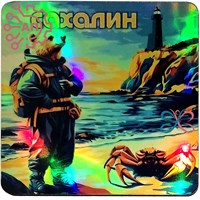 Магнит I голограмма серии "Сталкер" Медведь с крабом 6 Сахалин 33910 33910