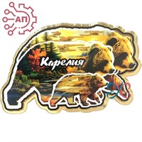 Магнит печать на зеркальном пластике Медведи семья Карелия 34132 34132