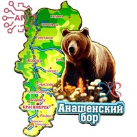 Магнит II Карта с медведем Анаш, Красноярск 34192 34192