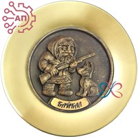 Тарелка сувенирная с 3D вставкой из гипса Охотник с собакой Байкал, Иркутск 34253 34253