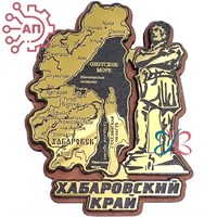Магнит с гравировкой фанера + пластик Карта Хабаровск 31234 31234