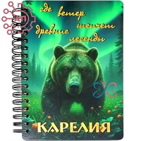 Блокнот А6 цветной Медведь и северное сияние Карелия 34460 34460