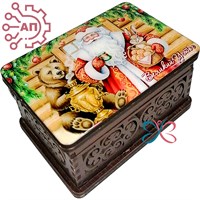 Шкатулка малая резная со смолой Новый год вид 4 Великий Устюг 34518 34518