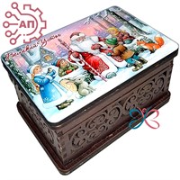 Шкатулка малая резная со смолой Новый год вид 5 Великий Устюг 34519 34519