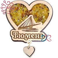 Магнит с минералами и фурнитурой Сердце с мостом Тюмень 34606 34606