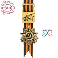 Значок зеркальный на Георгиевской ленте с подвесной деталью Победа 27080 27080