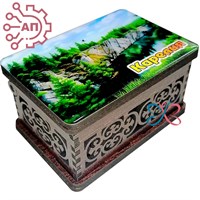 Шкатулка малая резная со смолой Пейзаж Карелия 34733 34733