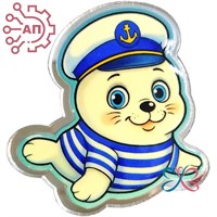 Значок зеркальный + печать с лаком Нерпа Байкал, Иркутск 34772 34772