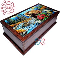 Шкатулка-купюрница со смолой 175 Медведь с ягодами Сахалин 34788 34788