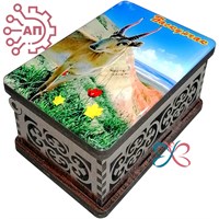 Шкатулка малая резная со смолой Сайгак Баскунчак 34839 34839