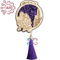 Магнит с хрусталем с гравировкой Этно дети с кисточкой Салехард, ЯНАО 34935 34935