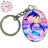 Брелок со смолой Овал Дельфины Черное море, Крым 34958 34958