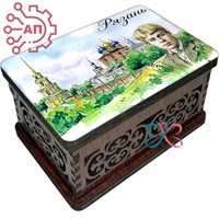 Шкатулка малая резная со смолой Коллаж Рязань 33157 33157