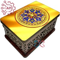 Шкатулка малая резная со смолой Символы буддизма Калмыкия, Элиста 32689 32689