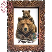 Магнит II Медведица с медвежонком в рамке Карелия 35174 35174