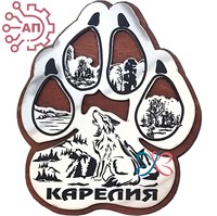 Магнит с гравировкой фанера + пластик Лапа волк Карелия 32955 32955