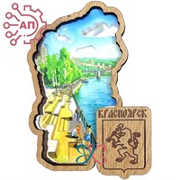 Магнит с гравировкой дерево + печать Герб Красноярск 32787 32787