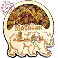 Магнит с минералами Медведь в овале Магадан FS003882 FS003882