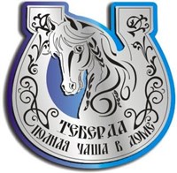 Магнит Подкова "Дом полная чаша" вид 1 Лошадь с названием Вашего города серебро-синий Теберда - фото 37475