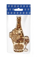 Магнит с янтарём "Бутылка с Бокалом" с символикой Вашего города - фото 51165