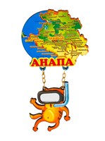 Магнитик цветной Качели №14 Карта с названием города и кот в маске Анапа арт 2404 - фото 51231