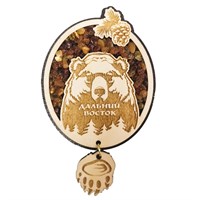 Магнитик с янтарем "Медведь с шишками и подвесной деталью" с символикой Вашего города - фото 54336