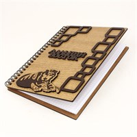 Блокнот деревянный с накладными элементами Тигр с символикой Вашего города 50 листов - фото 57798