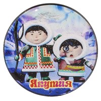 Магнит со смолой круглый дети с символикой Якутии - фото 59755