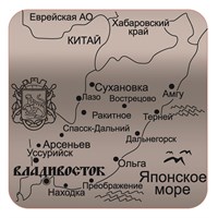 Магнит зеркальный 1 слой Квадрат карта Владивосток FS007520 - фото 59977