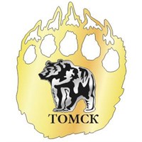 Магнит зеркальный комбинированный Лапа медведя с символикой Томска - фото 60104