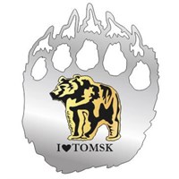 Магнит зеркальный комбинированный Лапа медведя с символикой Томска - фото 60109