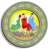 Магнитик 2-хслойный Тарелка с орнаментом девушки с символикой Вашего города - фото 60662