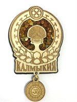 Магнит с янтарем с фурнитурой Герб Калмыкия, Элиста 26955 - фото 62014