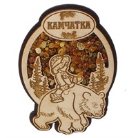 Сувенирный магнит с янтарем и символикой Камчатки вид 7 - фото 72483