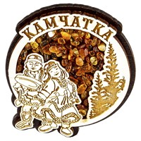 Сувенирный магнит с янтарем и символикой Камчатки вид 9 - фото 72488