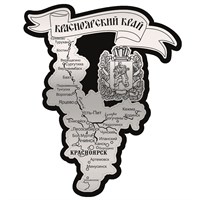 Магнит зеркальный на цветной подложке Карта с символикой Красноярска - фото 73644