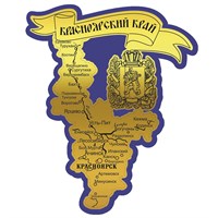 Магнит зеркальный на цветной подложке Карта с символикой Красноярска - фото 73645
